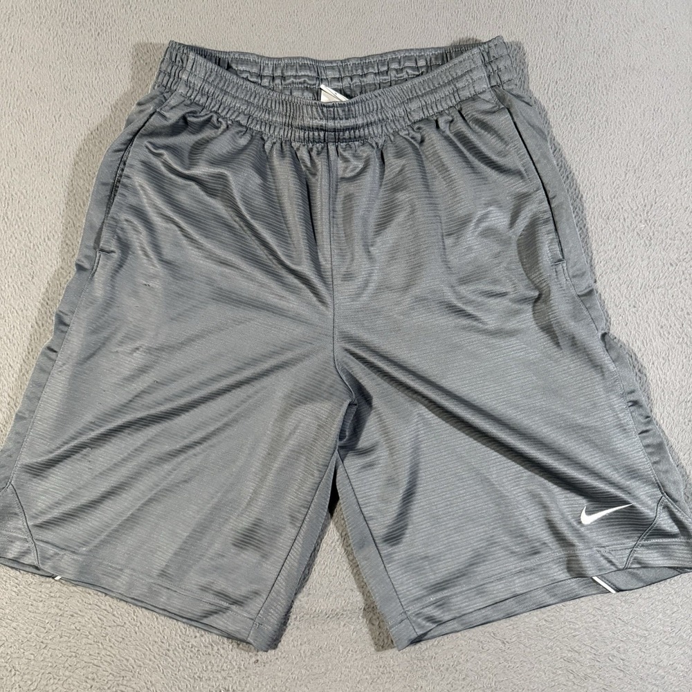 Nike Dri-Fit Mens Silver Gray Basketball‎ Gym Training Drawstring Shorts Medium